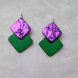 Boucles d&rsquo;oreilles en cuir recyclé CAROLINE