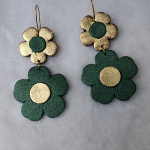 Boucles d&rsquo;oreilles en cuir recyclé et acier inoxydable JASMINE