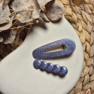 Barrette en résine à paillettes – Coloris Violet givré