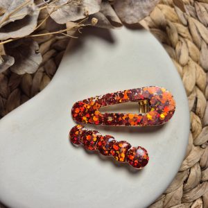 Barrette en résine à paillettes – Coloris Terracotta