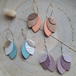 Boucles d&rsquo;oreilles en cuir recyclé ARYA