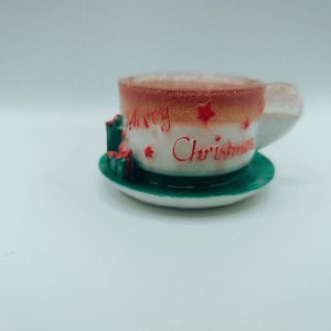 🎄 Décoration de Noël en résine – Tasse “Merry Christmas”