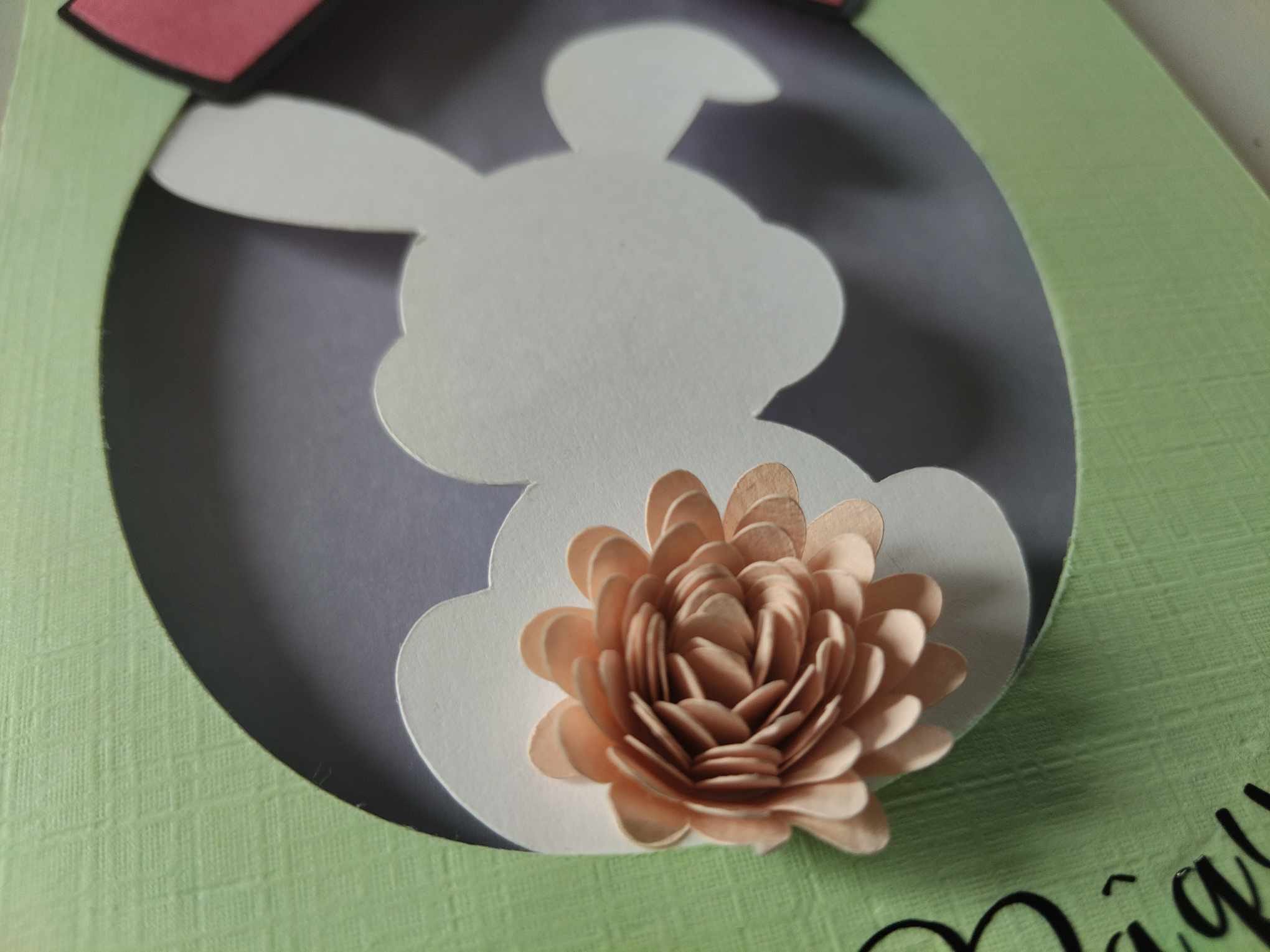 Carte Lapin de Pâques / Carte Artisanale Pâques / Carte Fait Main / Carte Pâques avec Nœud / Carte Fleur en Papier / Carte de Pâques Originale / Carte Printemps / Cadeau de Pâques Personnalisable / Papeterie Artisanale Pâques / Carte Lapin en Relief – Image 4