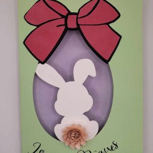 Carte Lapin de Pâques / Carte Artisanale Pâques / Carte Fait Main / Carte Pâques avec Nœud / Carte Fleur en Papier / Carte de Pâques Originale / Carte Printemps / Cadeau de Pâques Personnalisable / Papeterie Artisanale Pâques / Carte Lapin en Relief