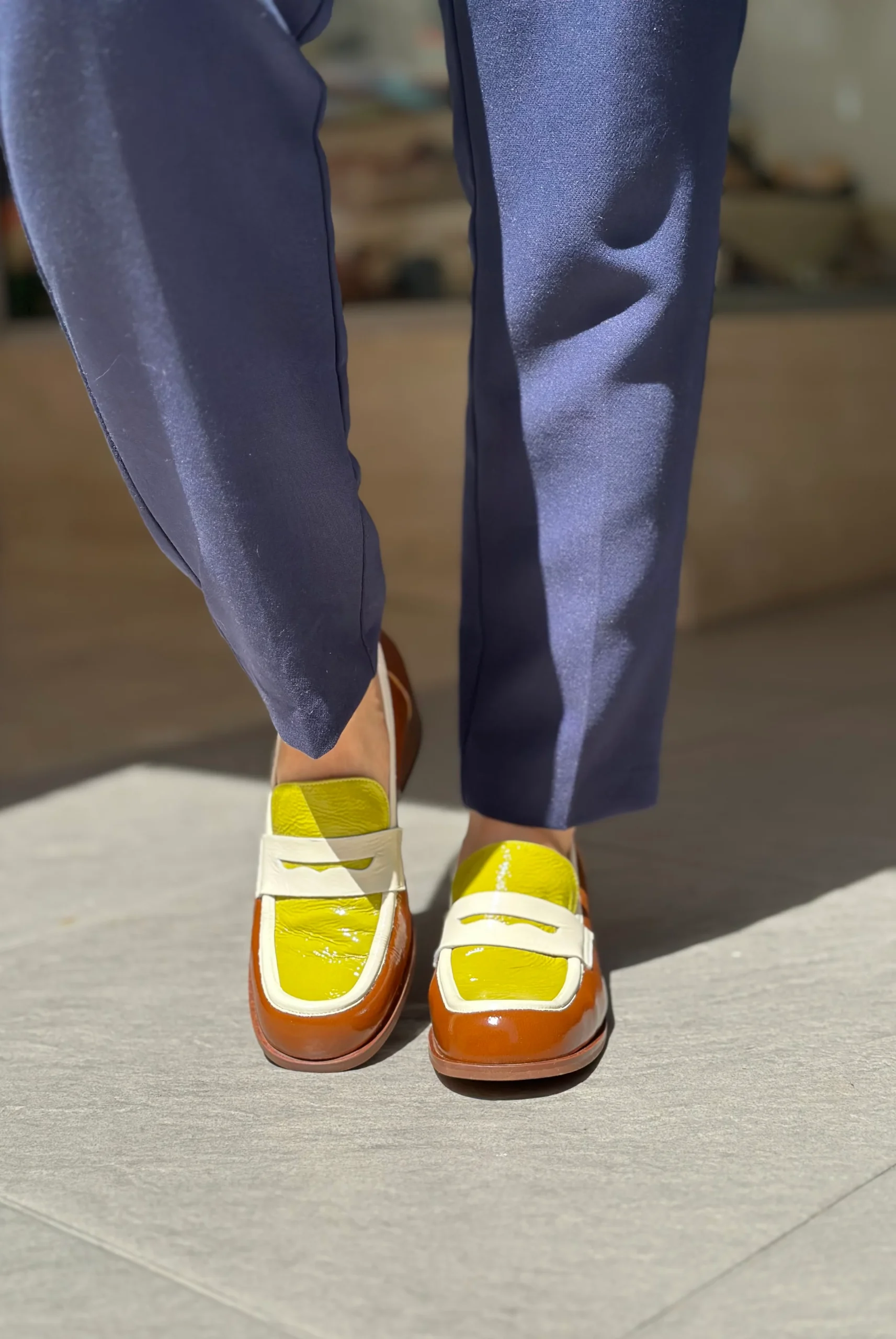 Mocassins LES VENUES Femme vert/jaune et marron – Image 4