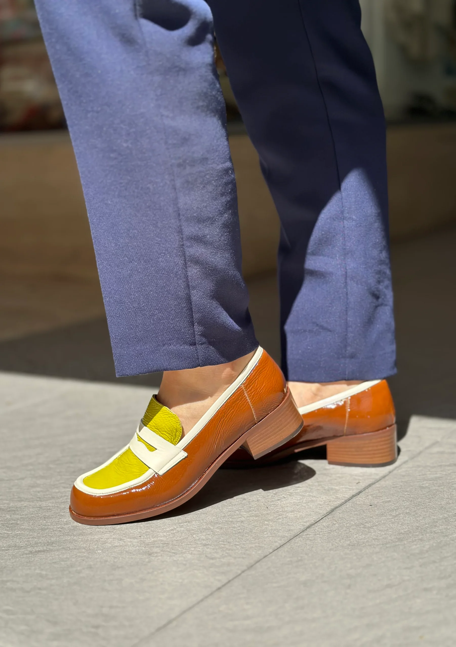 Mocassins LES VENUES Femme vert/jaune et marron – Image 7