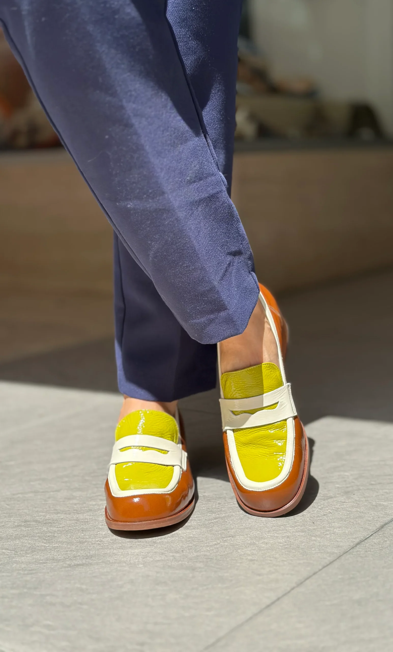 Mocassins LES VENUES Femme vert/jaune et marron – Image 3