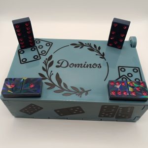 Coffret de Dominos en Résine – Édition Luxe avec Paillettes Roses et Effet Holographique