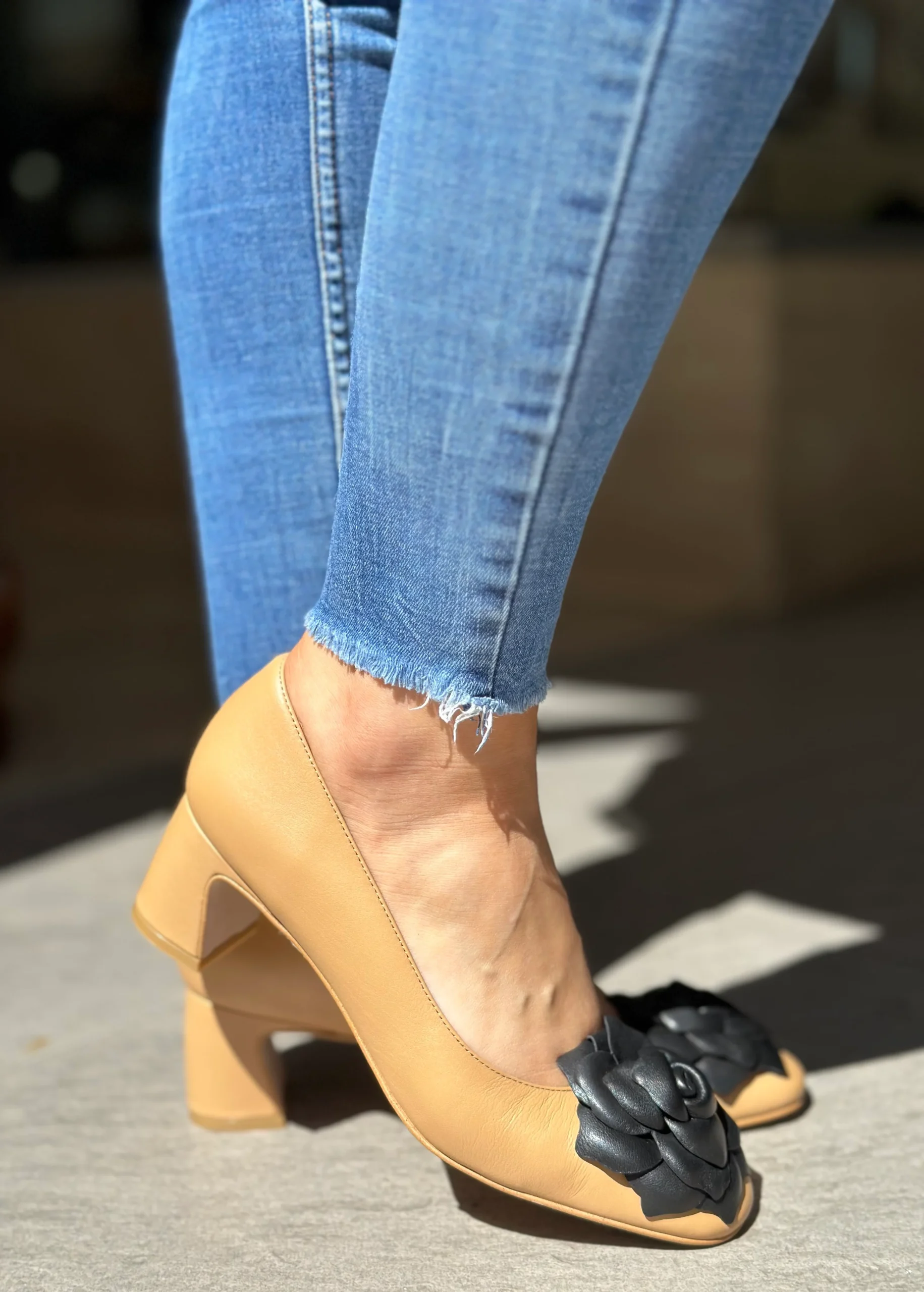 Ballerines à talons Angel Alarcon camel/noir femme