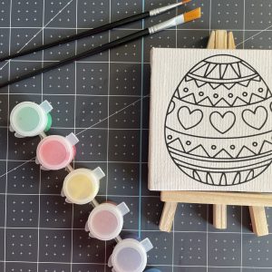 Kit créatif enfant Pâques – Toile à peindre 9.5×9.5 cm – Activité manuelle dès 6 ans – Peinture avec pinceaux et couleurs – DIY Bricolage enfant