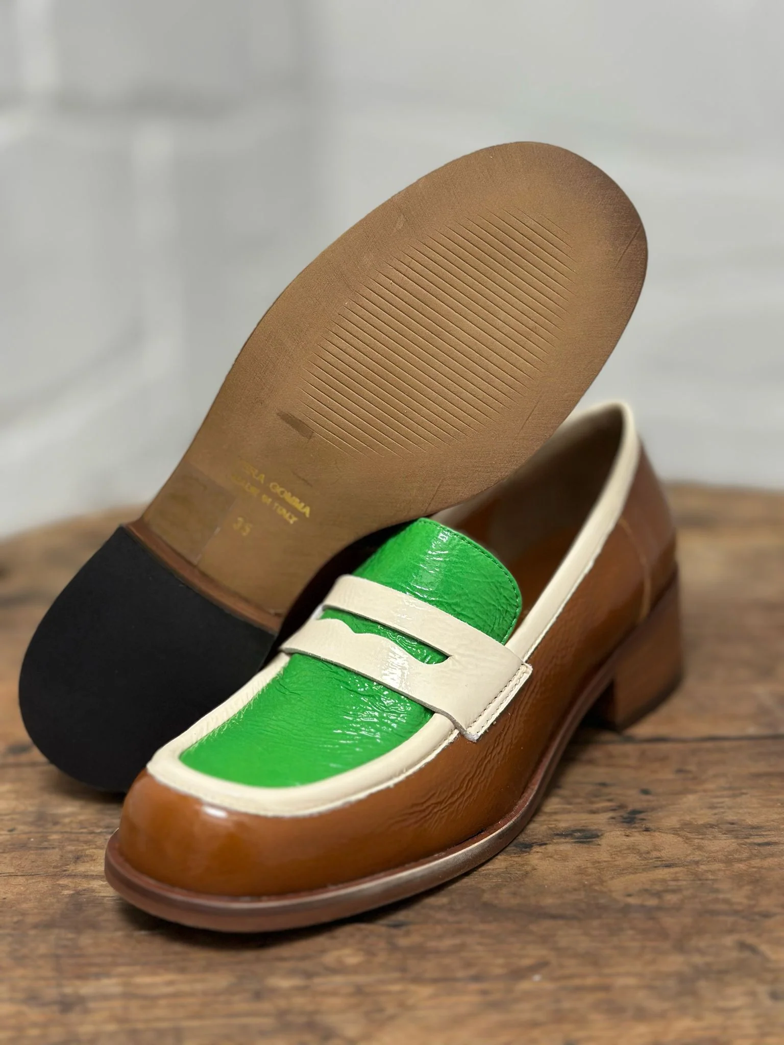Mocassins LES VENUES Femme vert et marron – Image 6