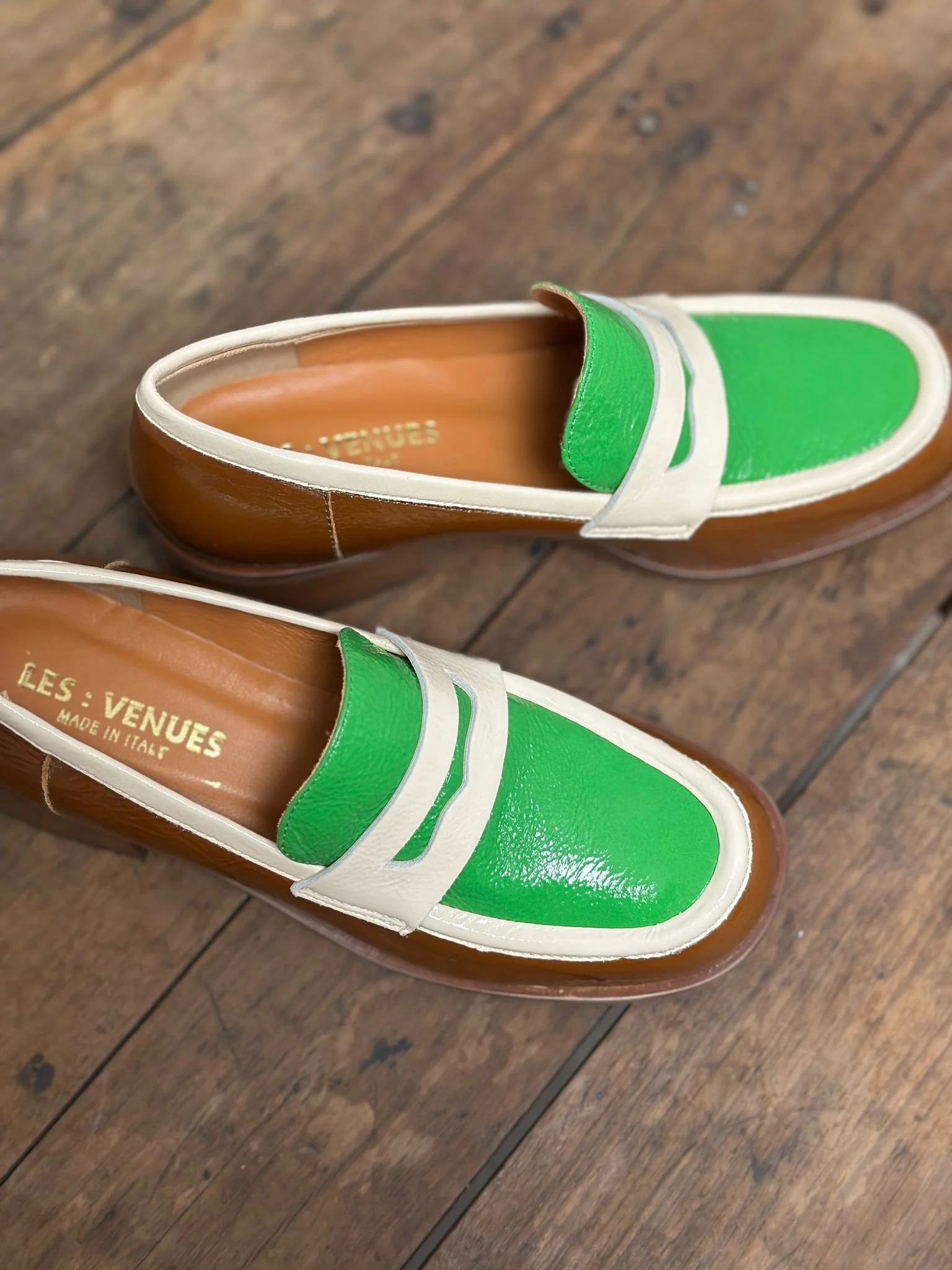Mocassins LES VENUES Femme vert et marron – Image 8