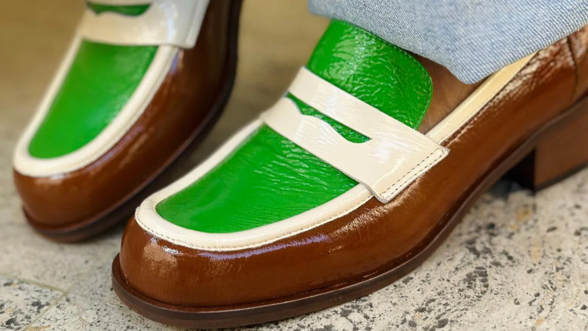 Mocassins LES VENUES Femme vert et marron – Image 4