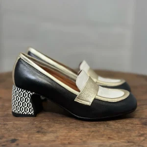 Mocassins à talons LES VENUES Noir et doré femme