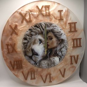 Horloge Murale Décorative en résine Design Lion et Portrait