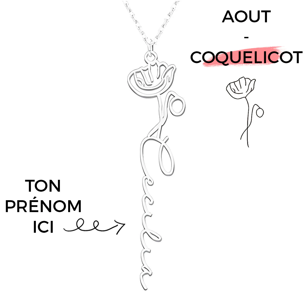 Collier Fleur de Naissance Personnalisé – Image 2