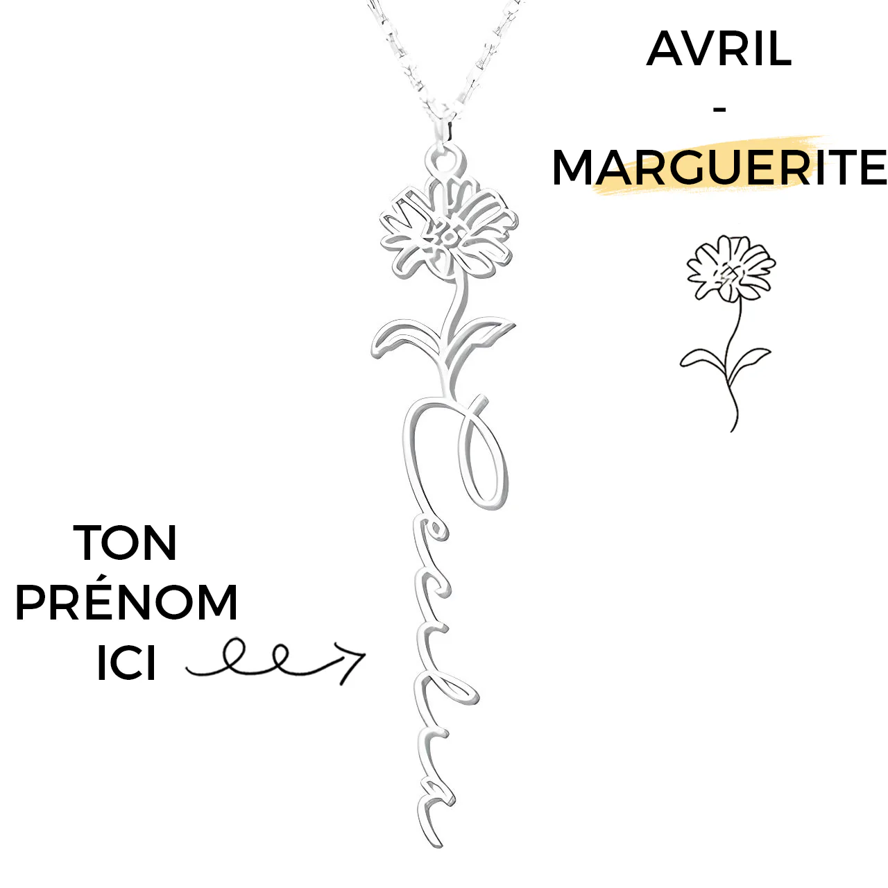 Collier Fleur de Naissance Personnalisé – Image 3