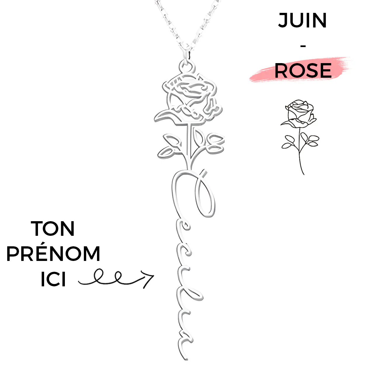 Collier Fleur de Naissance Personnalisé – Image 6