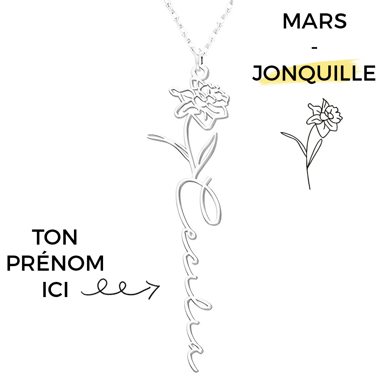 Collier Fleur de Naissance Personnalisé – Image 7