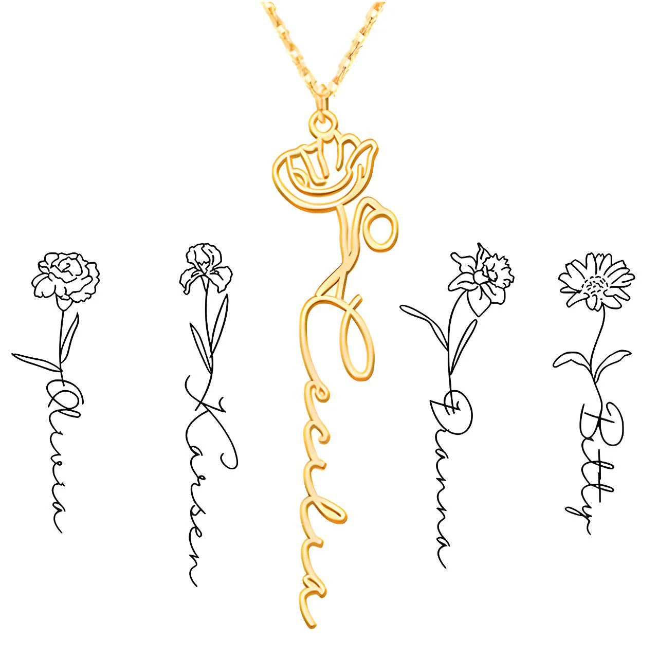 Collier Fleur de Naissance Personnalisé – Image 6